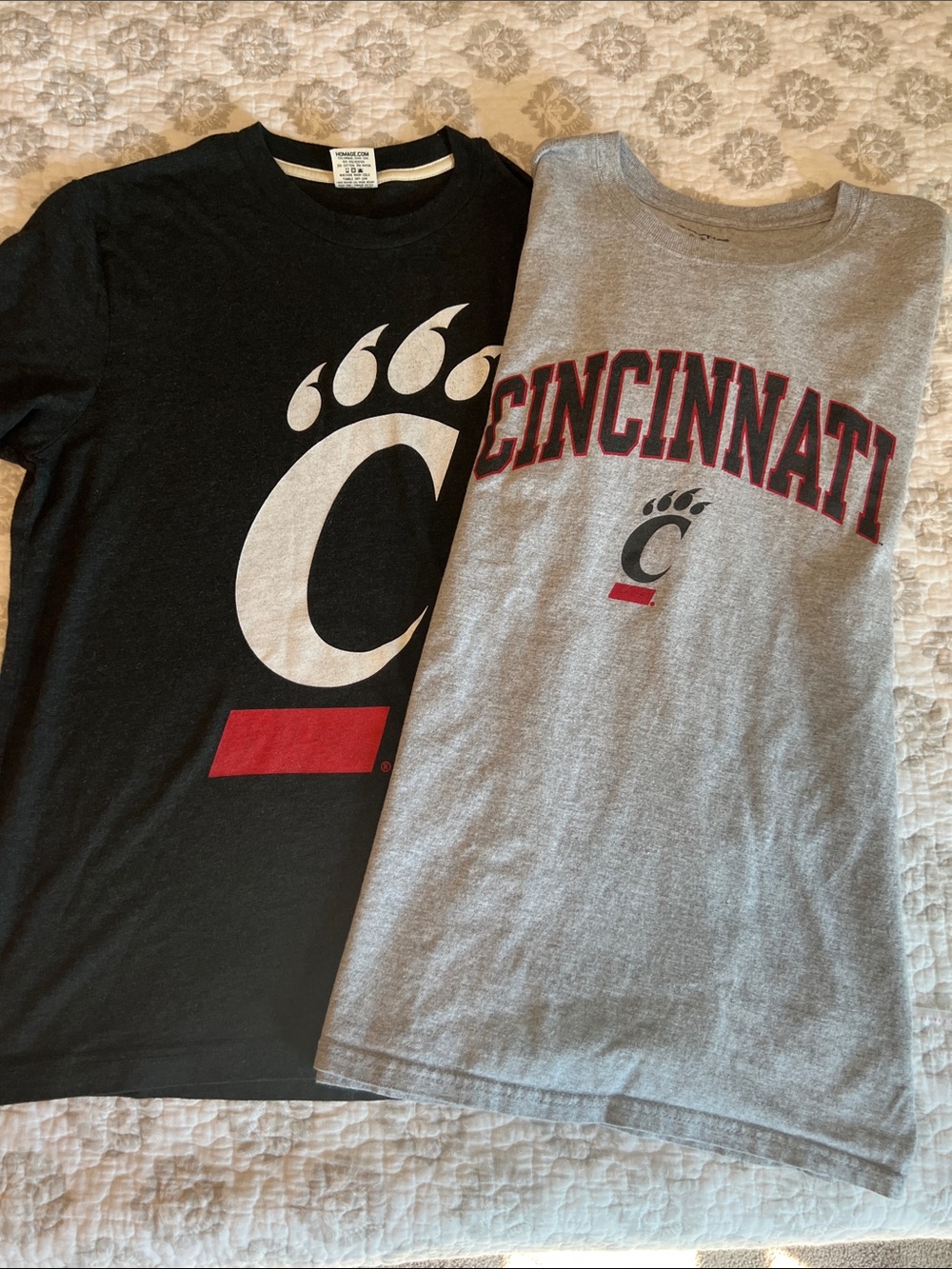 Two University Of Cincinnati size Medium-Black & Gray T-Shirts - University Logo